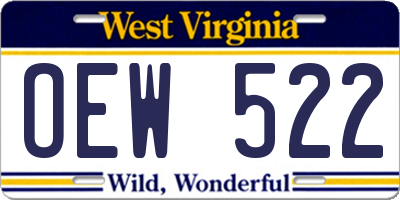 WV license plate OEW522