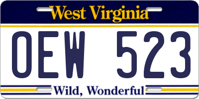 WV license plate OEW523