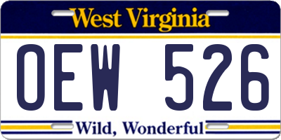 WV license plate OEW526