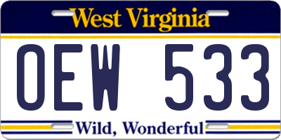 WV license plate OEW533