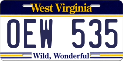WV license plate OEW535