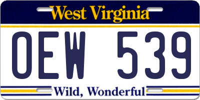 WV license plate OEW539