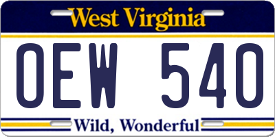 WV license plate OEW540