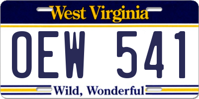 WV license plate OEW541
