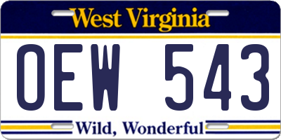 WV license plate OEW543