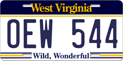 WV license plate OEW544