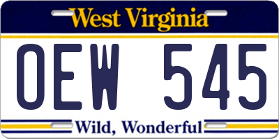 WV license plate OEW545