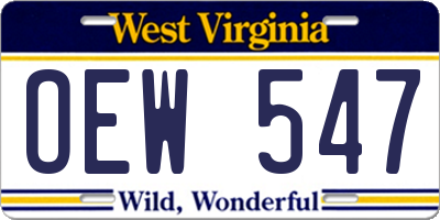 WV license plate OEW547