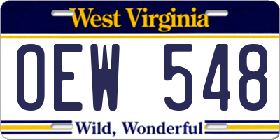 WV license plate OEW548
