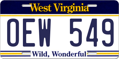 WV license plate OEW549