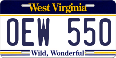 WV license plate OEW550