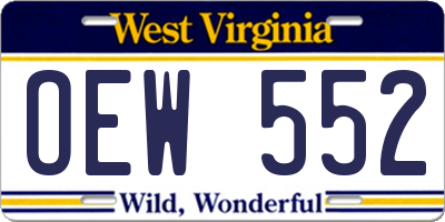 WV license plate OEW552
