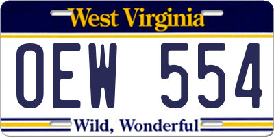 WV license plate OEW554