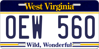 WV license plate OEW560