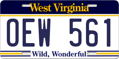 WV license plate OEW561