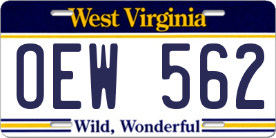 WV license plate OEW562