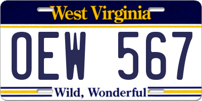 WV license plate OEW567