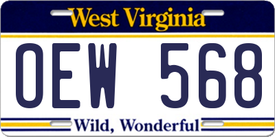WV license plate OEW568