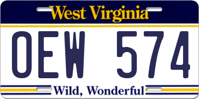 WV license plate OEW574