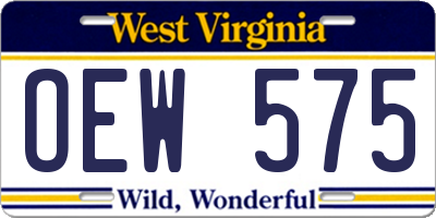 WV license plate OEW575