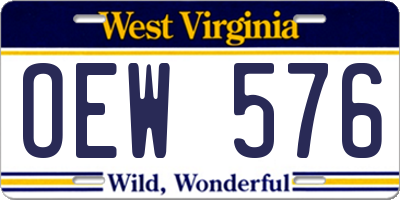 WV license plate OEW576