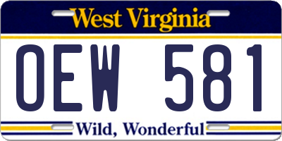 WV license plate OEW581
