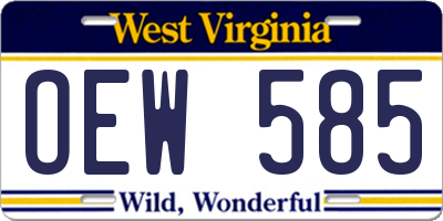 WV license plate OEW585