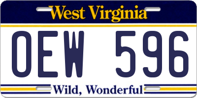 WV license plate OEW596