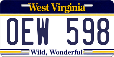 WV license plate OEW598