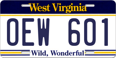 WV license plate OEW601