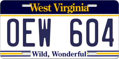 WV license plate OEW604