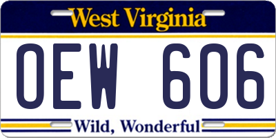 WV license plate OEW606