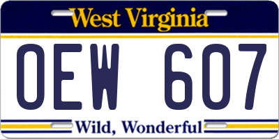 WV license plate OEW607