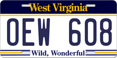 WV license plate OEW608