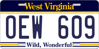 WV license plate OEW609