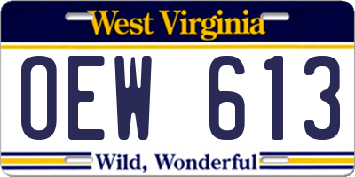 WV license plate OEW613