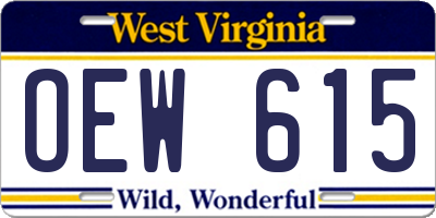 WV license plate OEW615