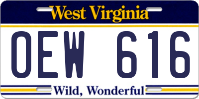 WV license plate OEW616
