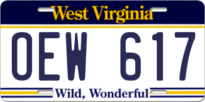 WV license plate OEW617