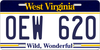 WV license plate OEW620
