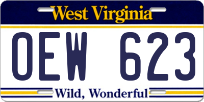 WV license plate OEW623