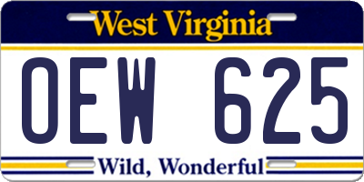 WV license plate OEW625