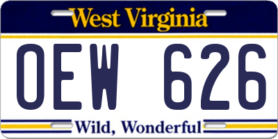 WV license plate OEW626