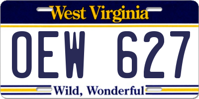 WV license plate OEW627
