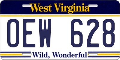 WV license plate OEW628