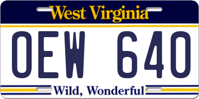 WV license plate OEW640