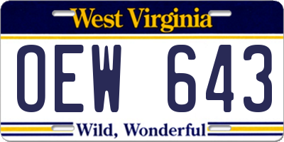 WV license plate OEW643