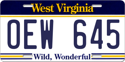 WV license plate OEW645