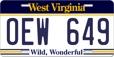 WV license plate OEW649