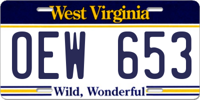 WV license plate OEW653